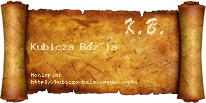Kubicza Béla névjegykártya