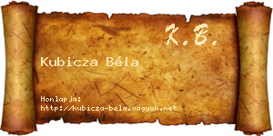 Kubicza Béla névjegykártya