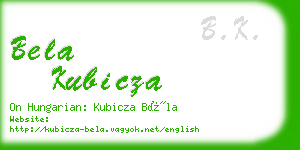 bela kubicza business card